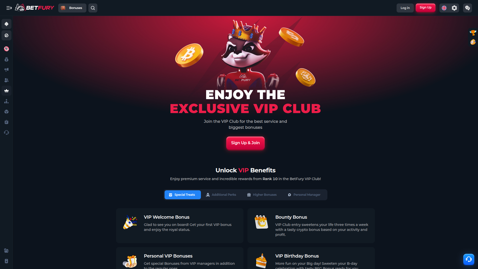 BetFury Casino Desktop VIP Program