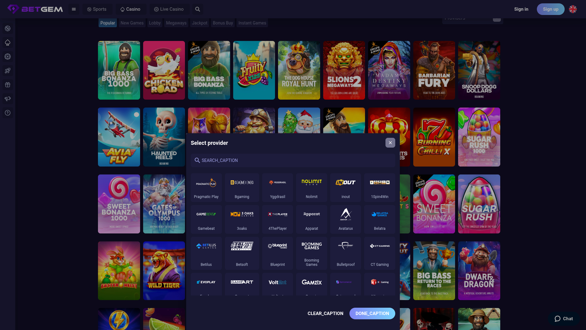BetGem Casino Desktop Game Developers