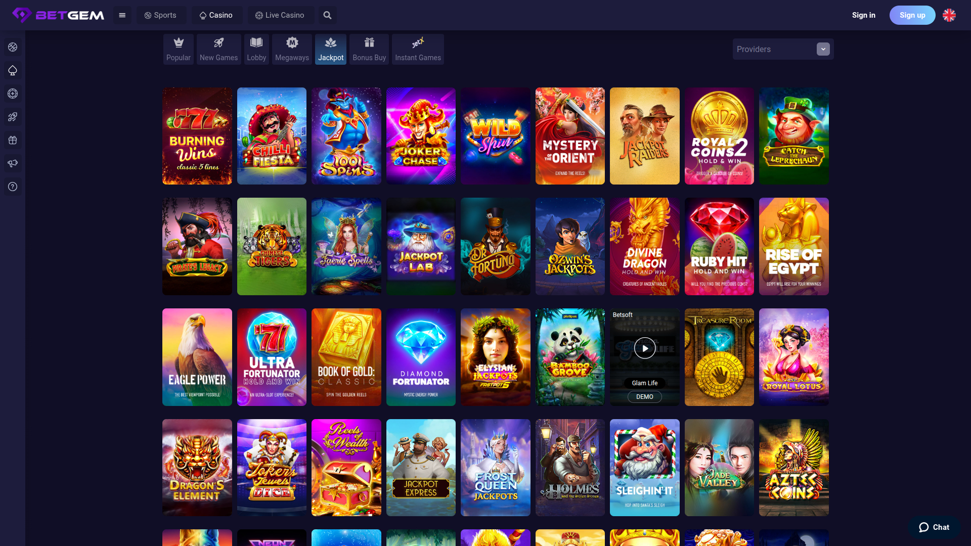 BetGem Casino Desktop Jackpot