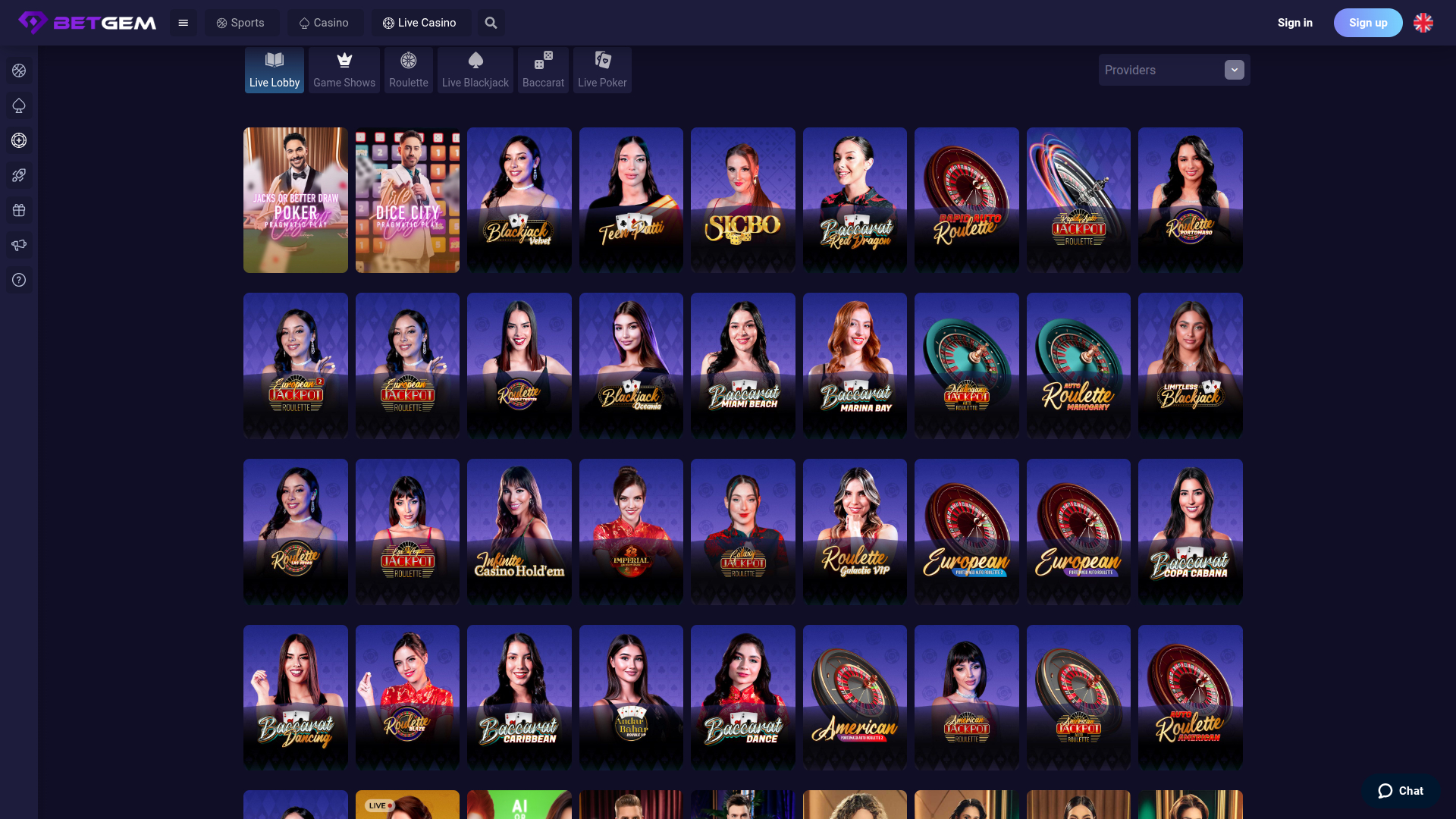 BetGem Casino Desktop Live Dealer