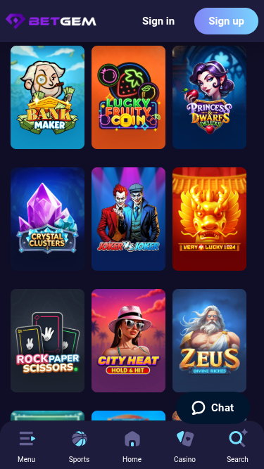 BetGem Casino Mobile Games