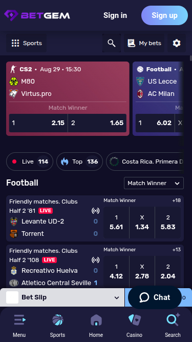 BetGem Casino Mobile Sports