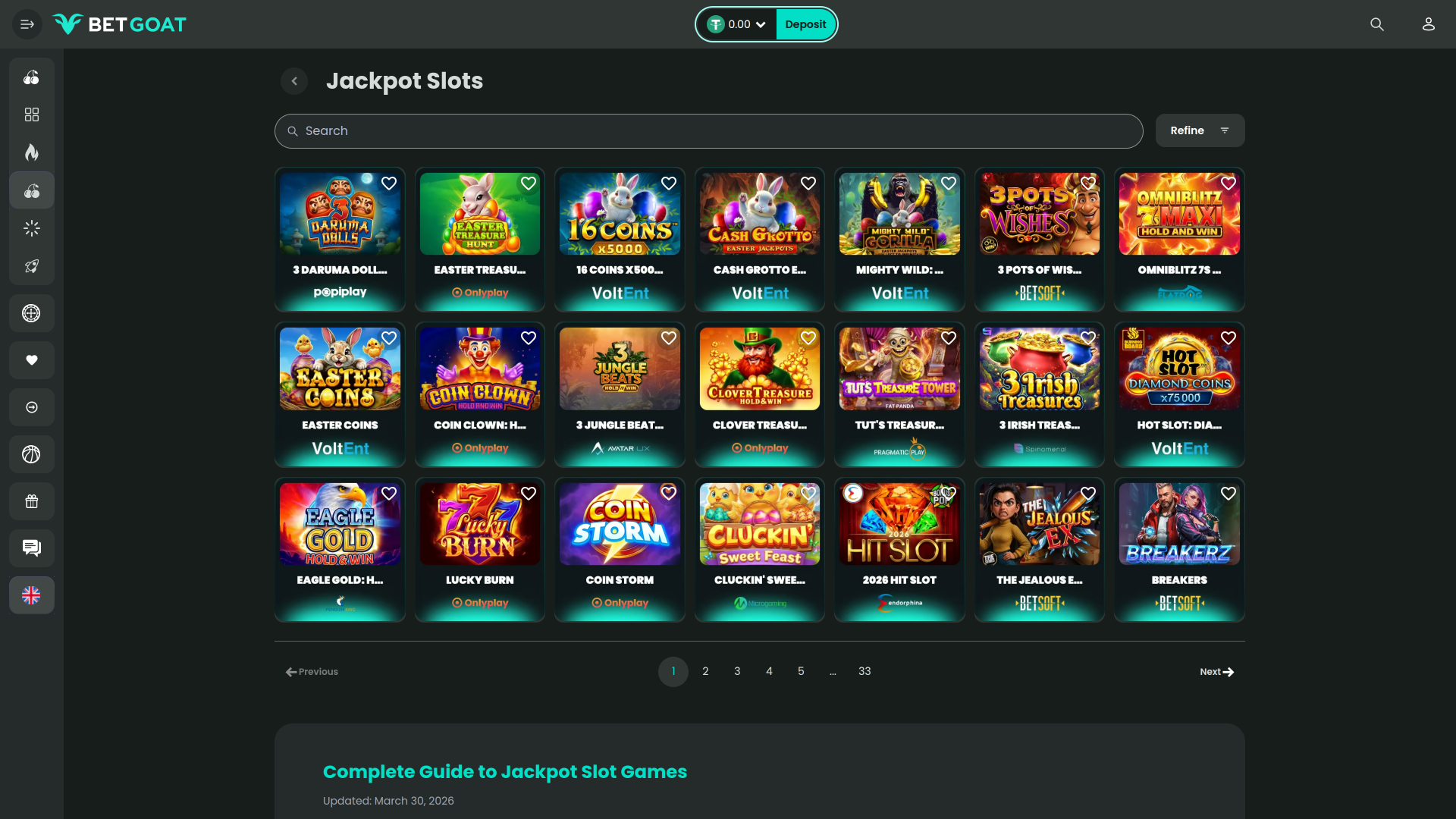 BetGoat Casino Jackpot Desktop