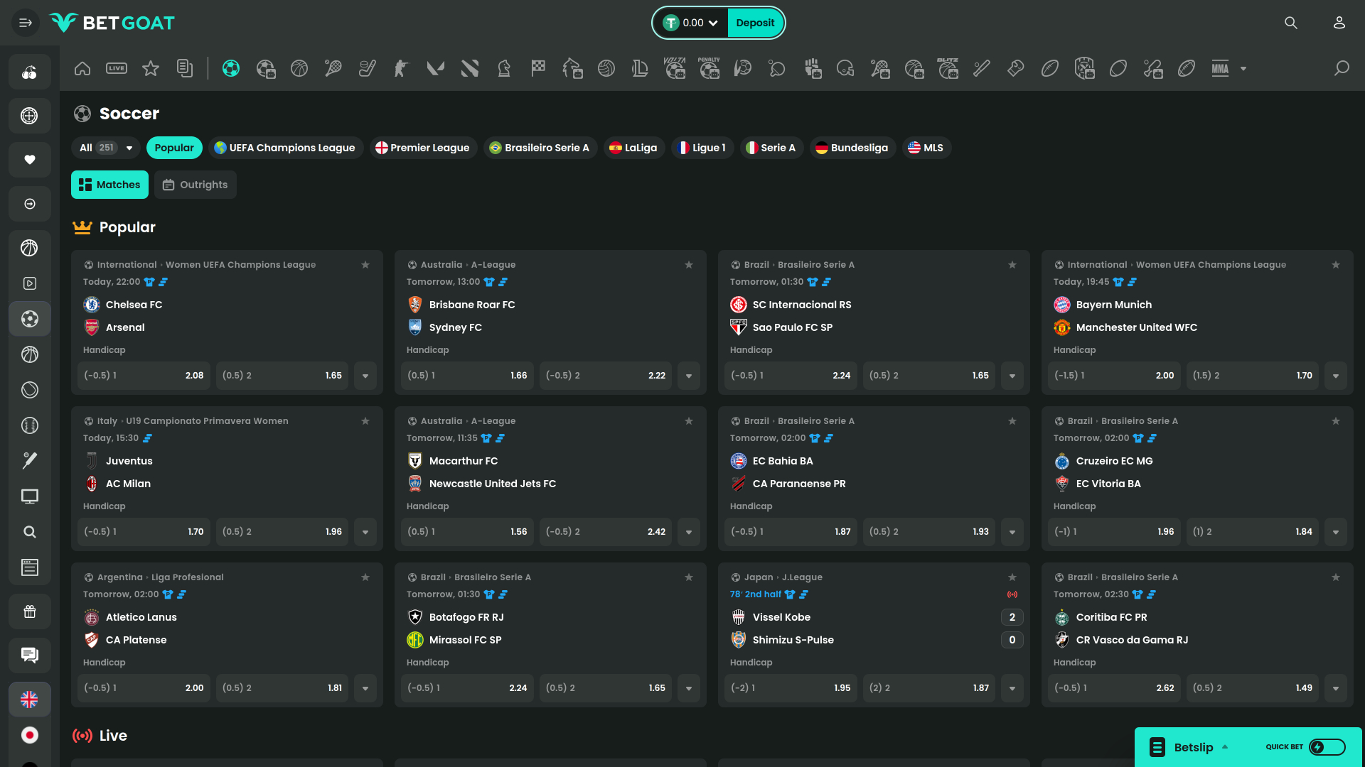BetGoat Casino Sports Desktop