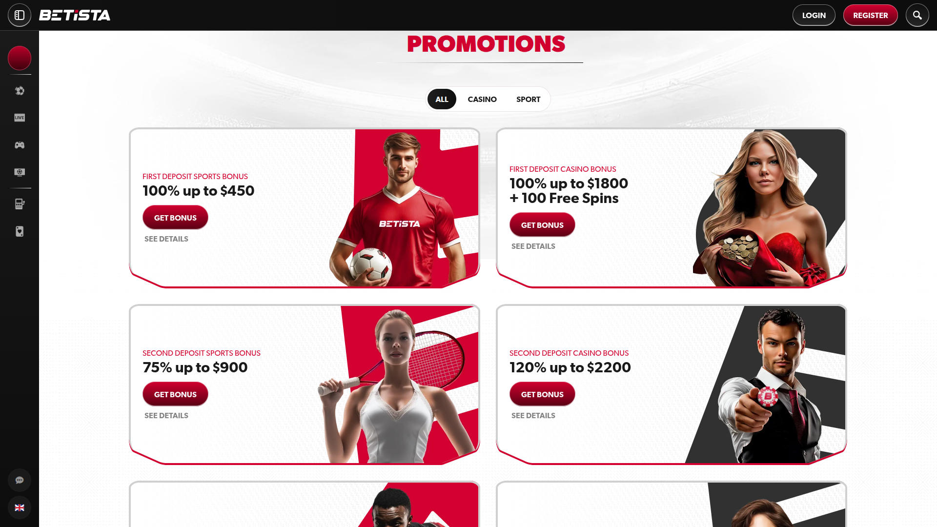 Betista Casino Desktop Promotions