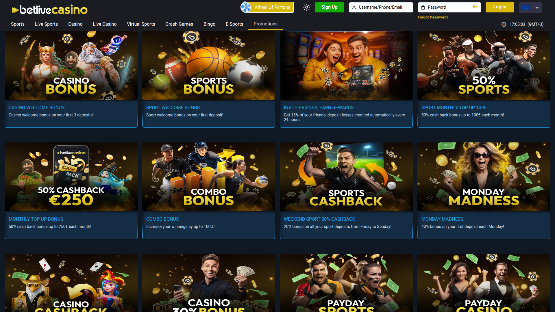 BetLive Casino Desktop Promotions