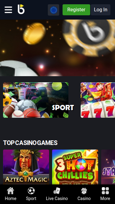 BetLive Casino Mobile Homepage