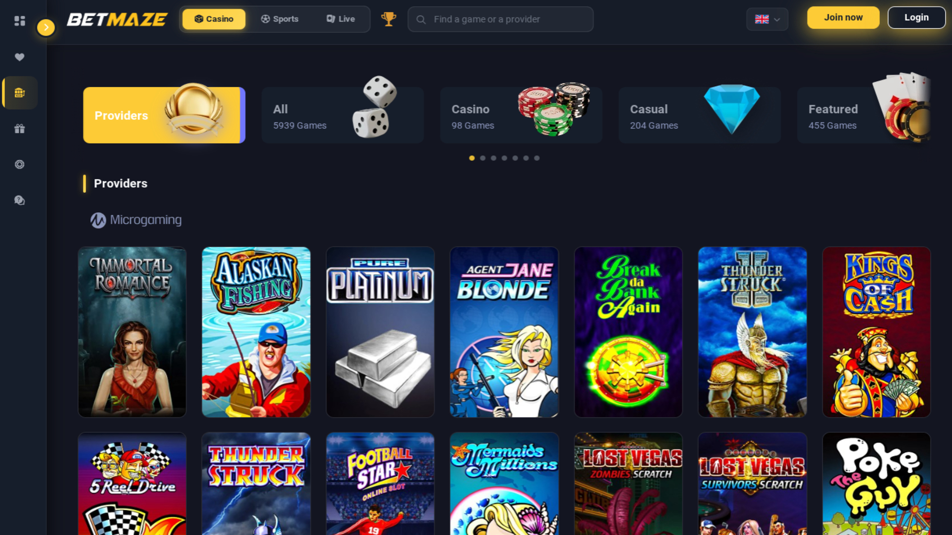 Betmaze Casino game developers