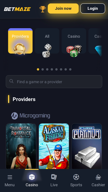 Betmaze Casino game developers