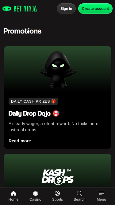 Betninja Casino Mobile Promotions