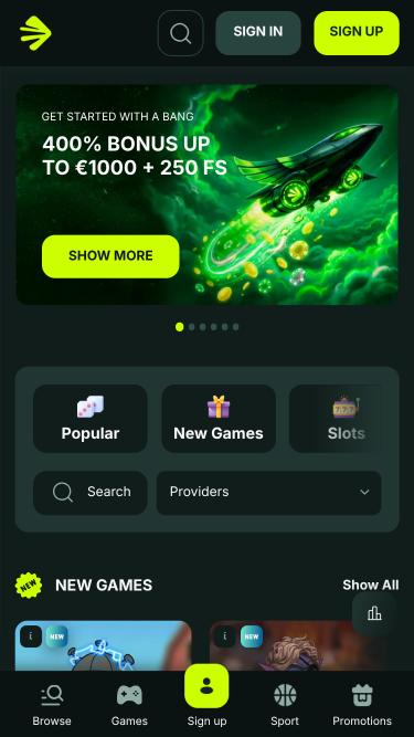 BetNjet Casino mobile homepage