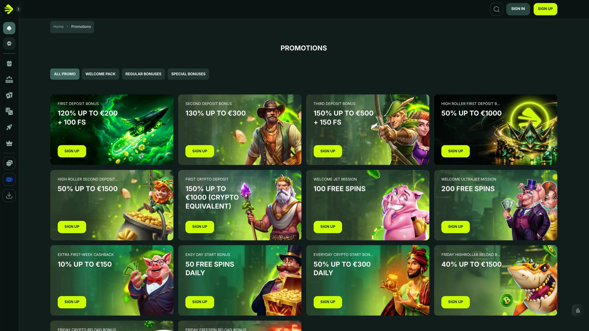 BetNjet Casino promotions page