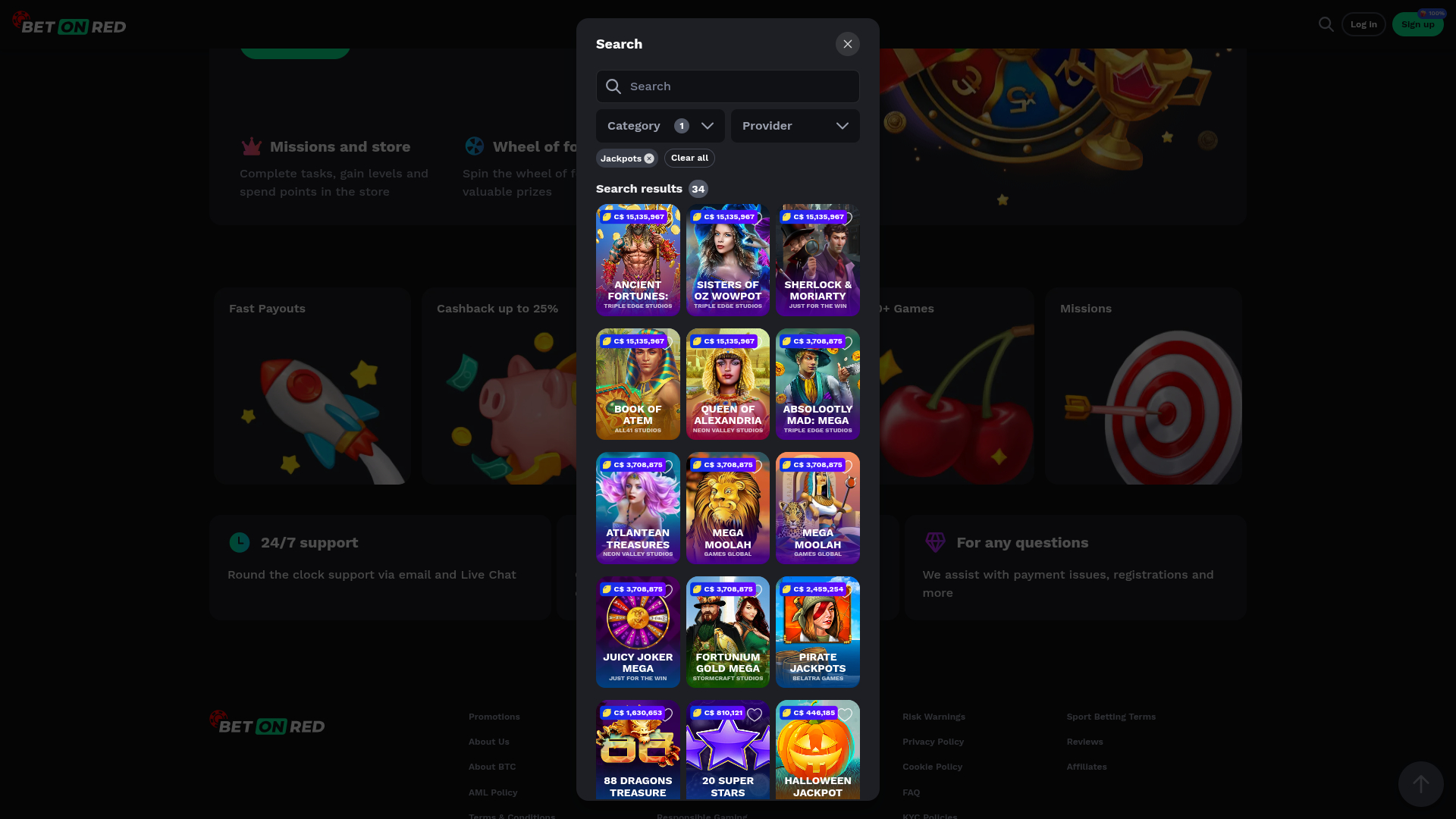 BetOnRed Casino Desktop Jackpot