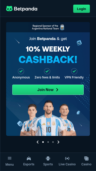 BetPanda Casino Mobile Homepage