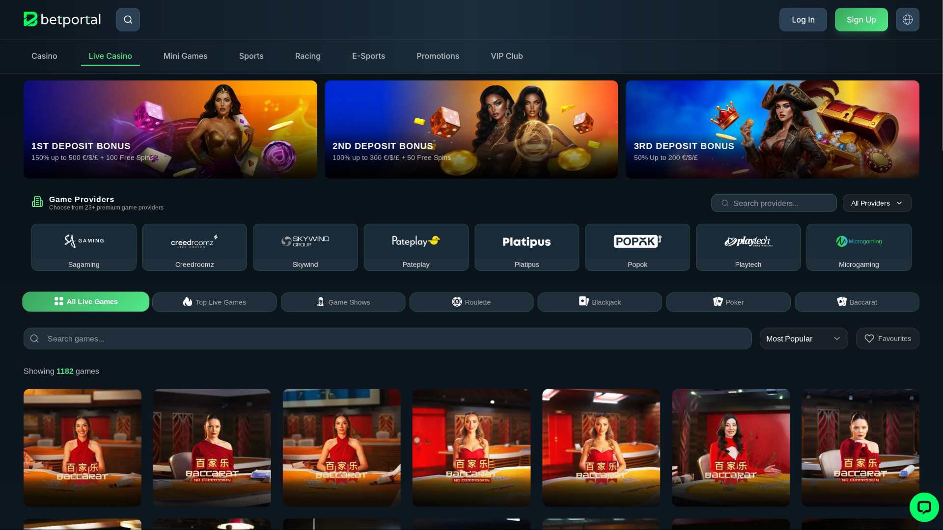 Betportal Casino Desktop Live Dealer