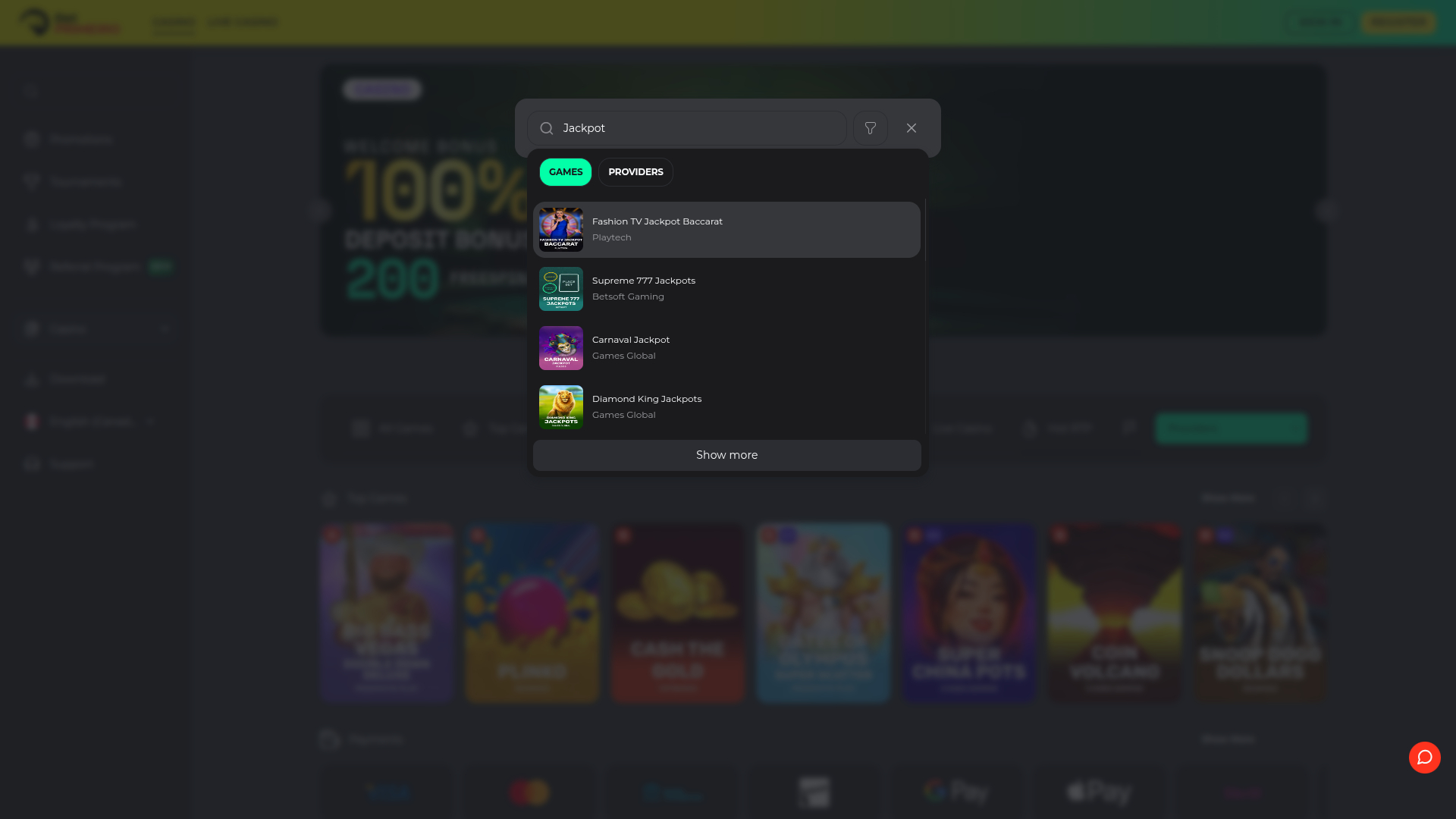 BetPRIMEIRO Casino Desktop Jackpot