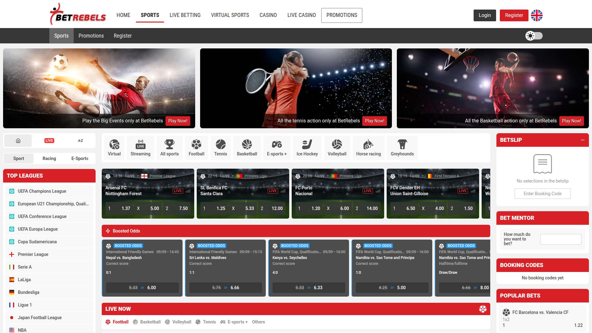 BetRebels Casino Desktop Sports