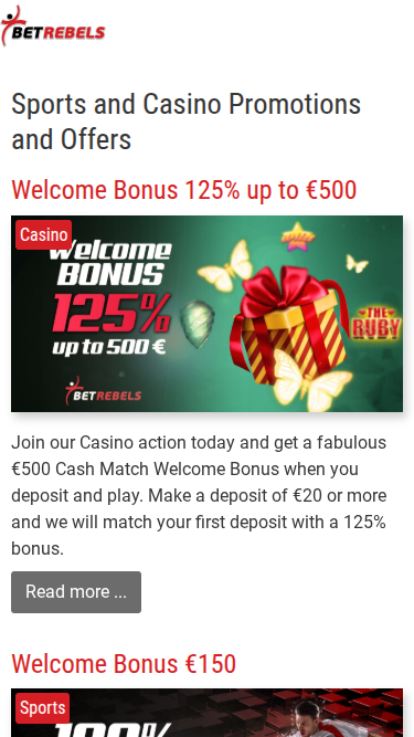BetRebels Casino Mobile Promotions