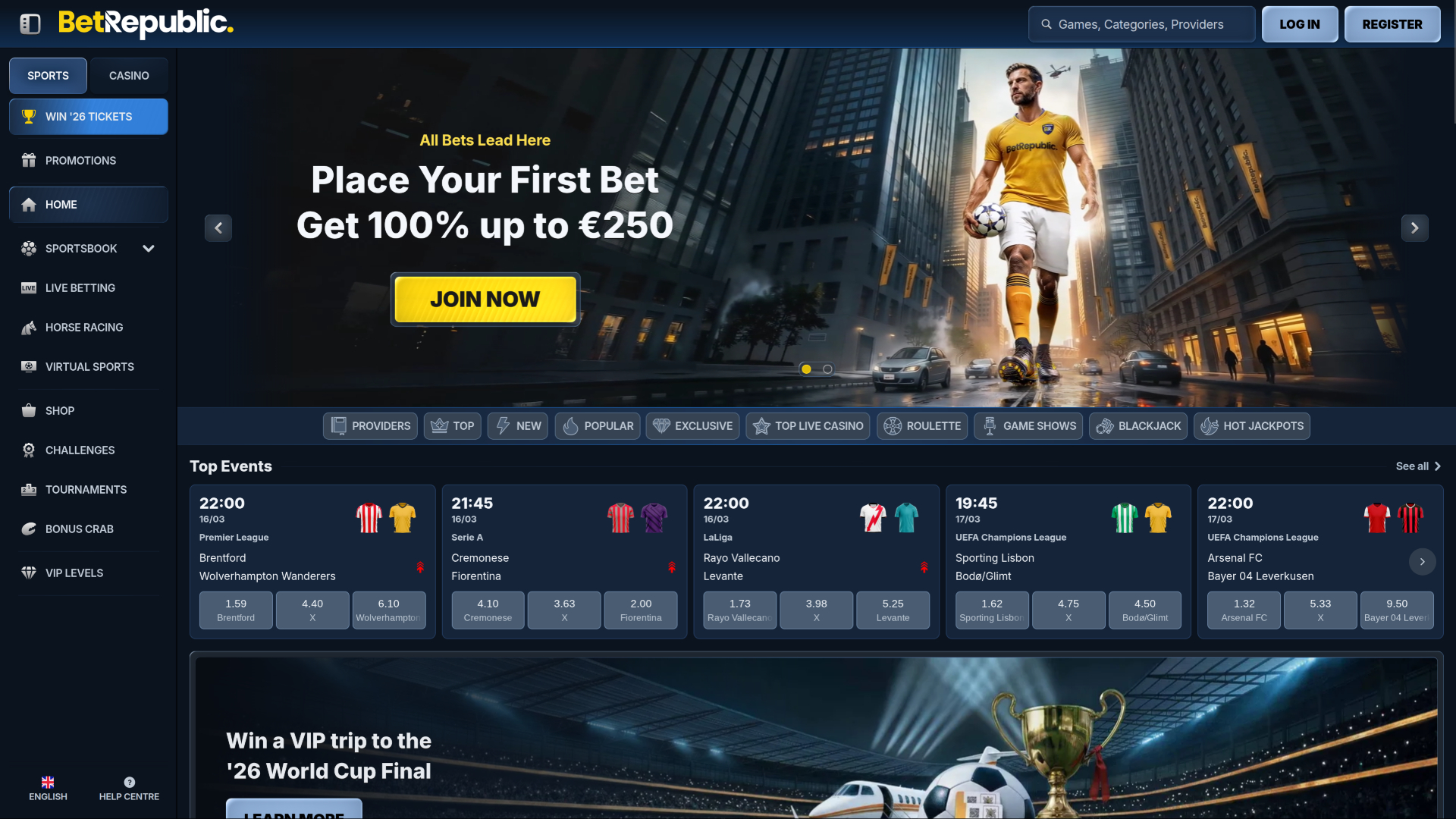 BetRepublic Casino Homepage