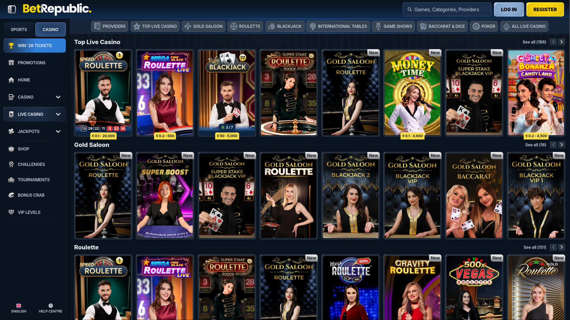 BetRepublic Casino Live Dealer