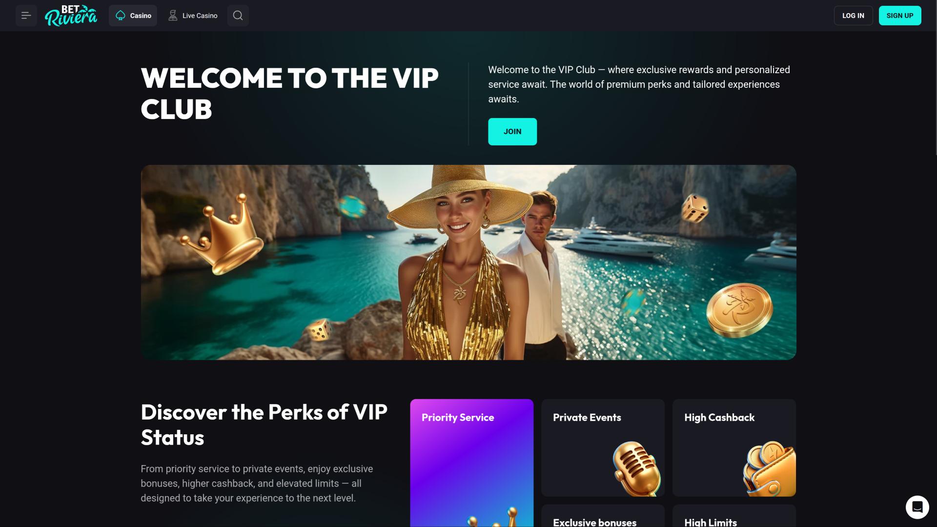 BetRiviera Casino VIP page