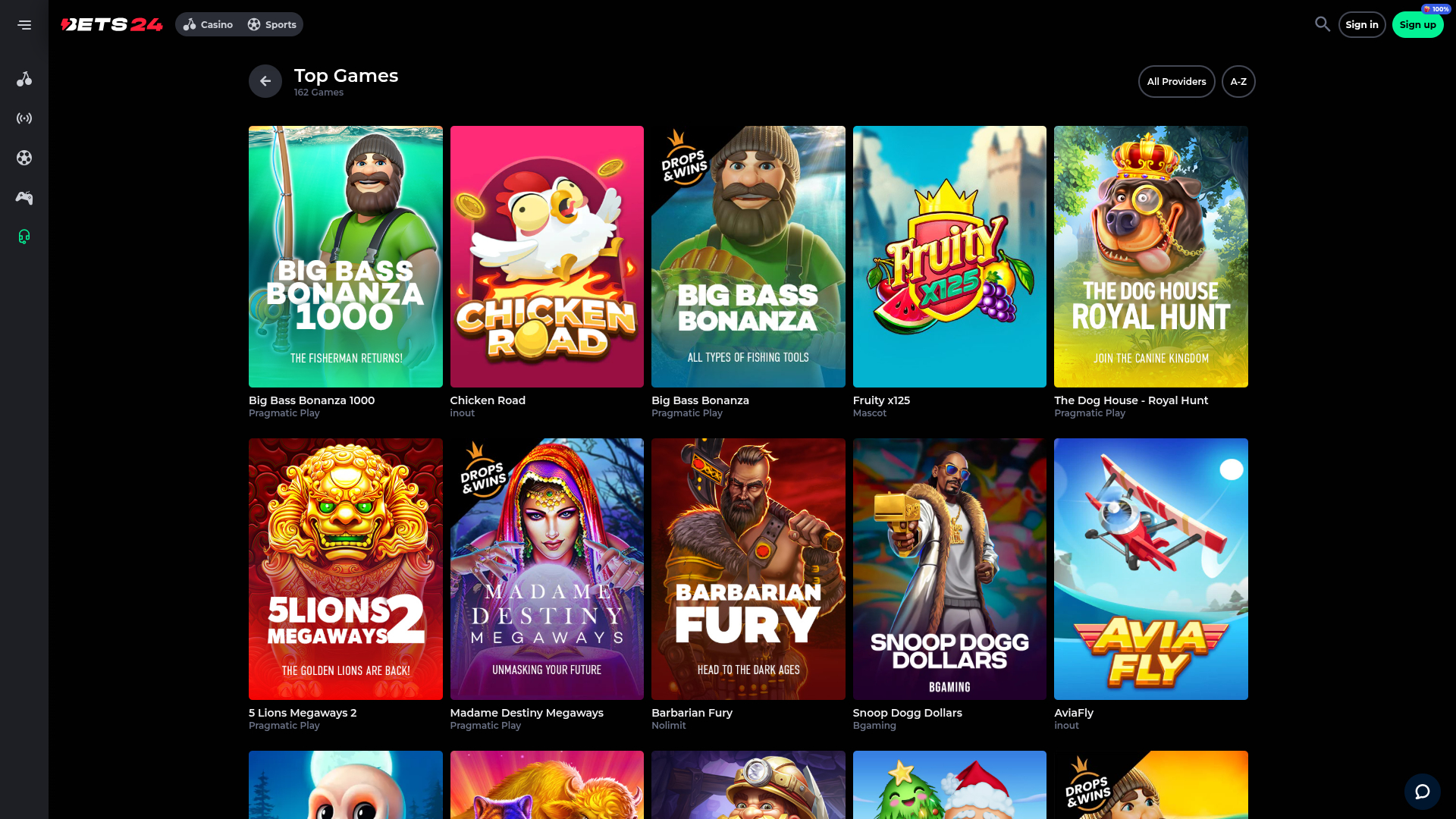 Bets24 Casino Desktop Games