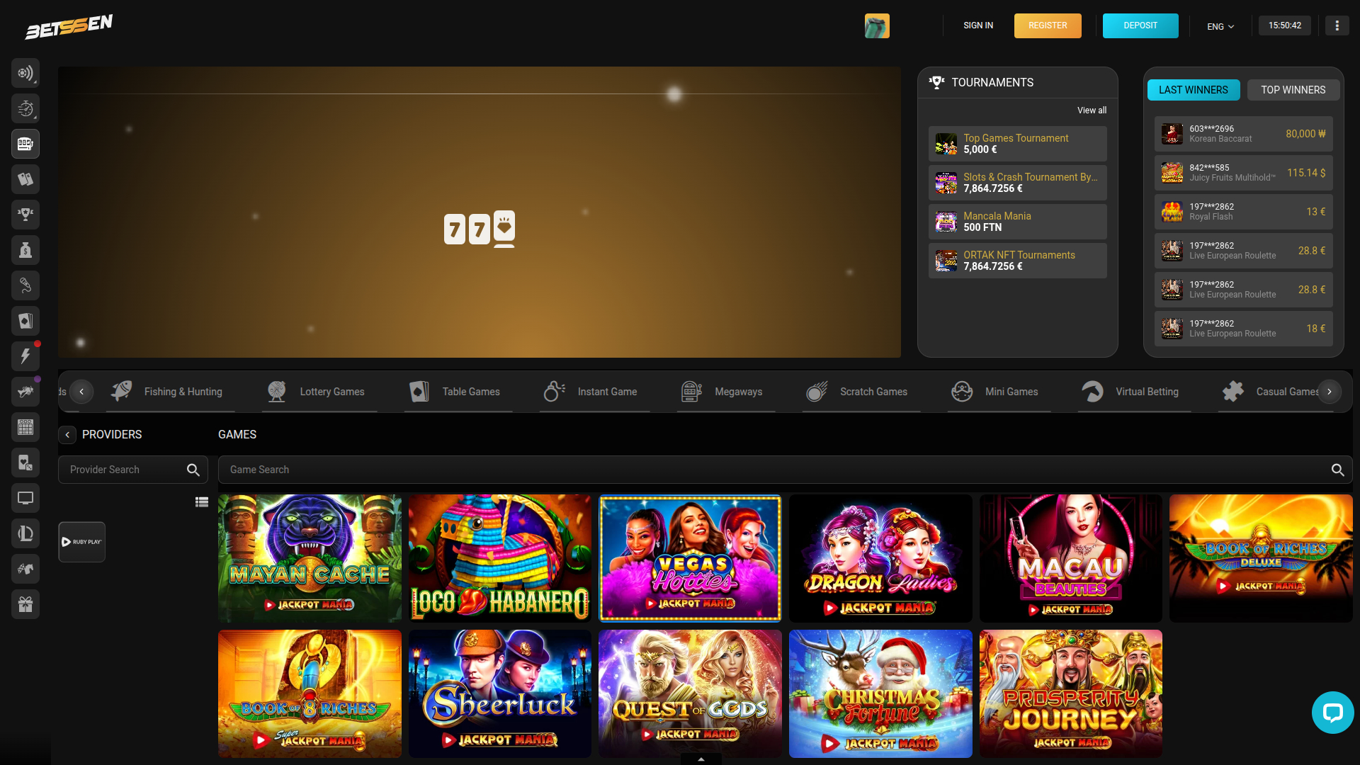 Betssen Casino Desktop Jackpot