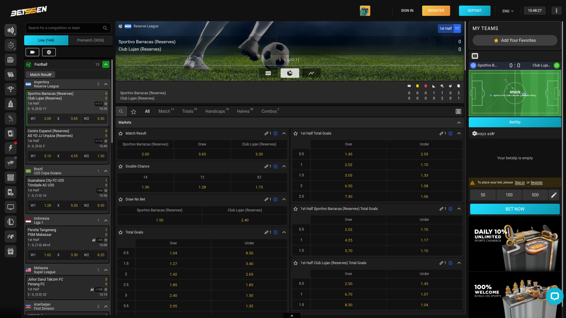 Betssen Casino Desktop Sports