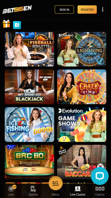 Betssen Casino Mobile Live Dealer