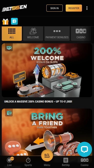 Betssen Casino Mobile Promotions