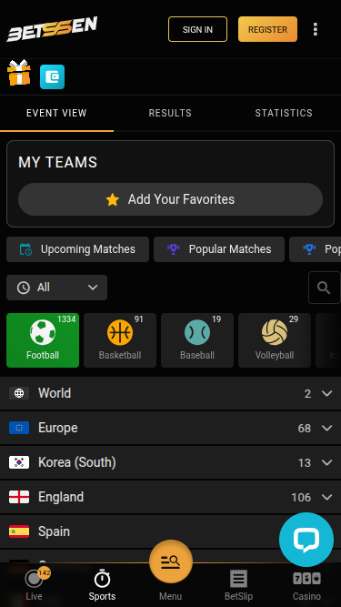 Betssen Casino Mobile Sports