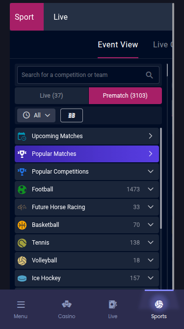 BetStorm Casino Mobile Sports