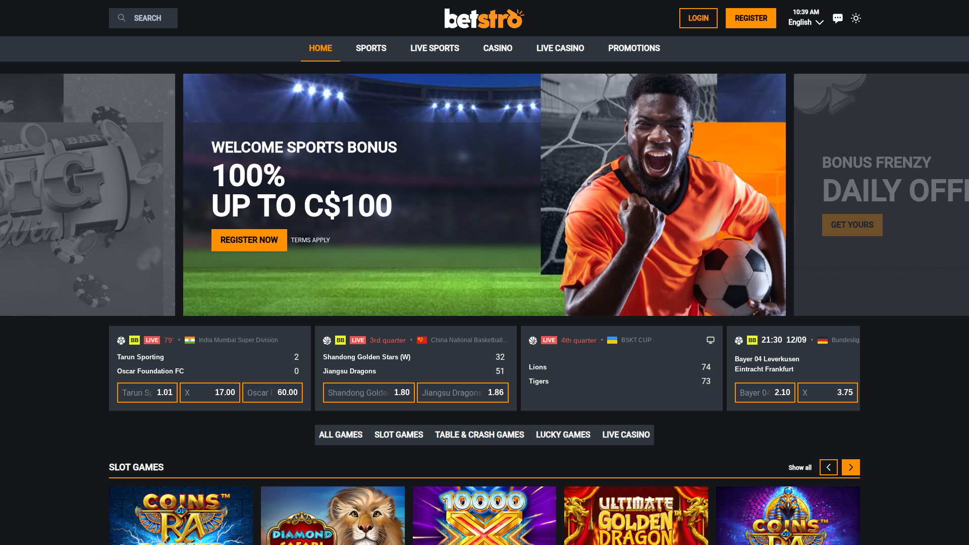 Betstro Casino Desktop Homepage