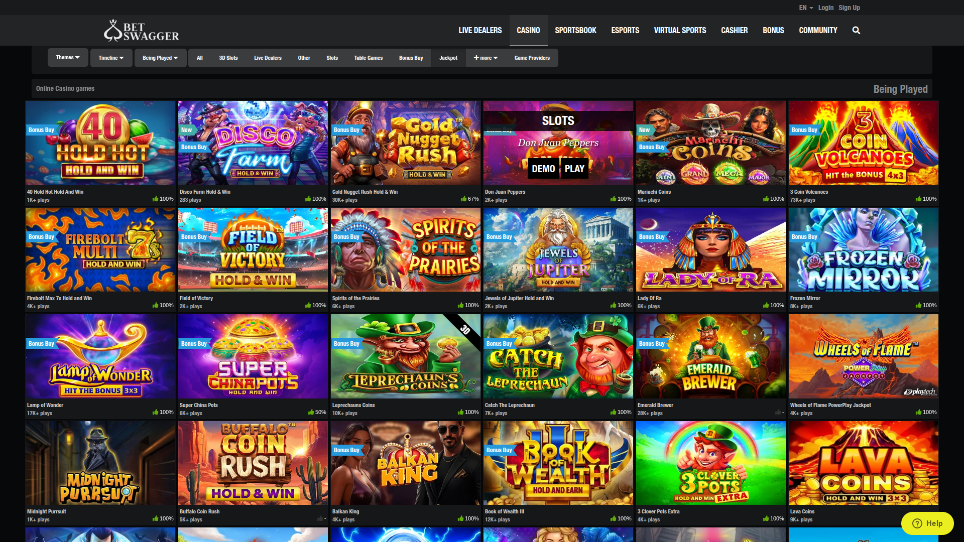 BetSwagger Casino Desktop Jackpot