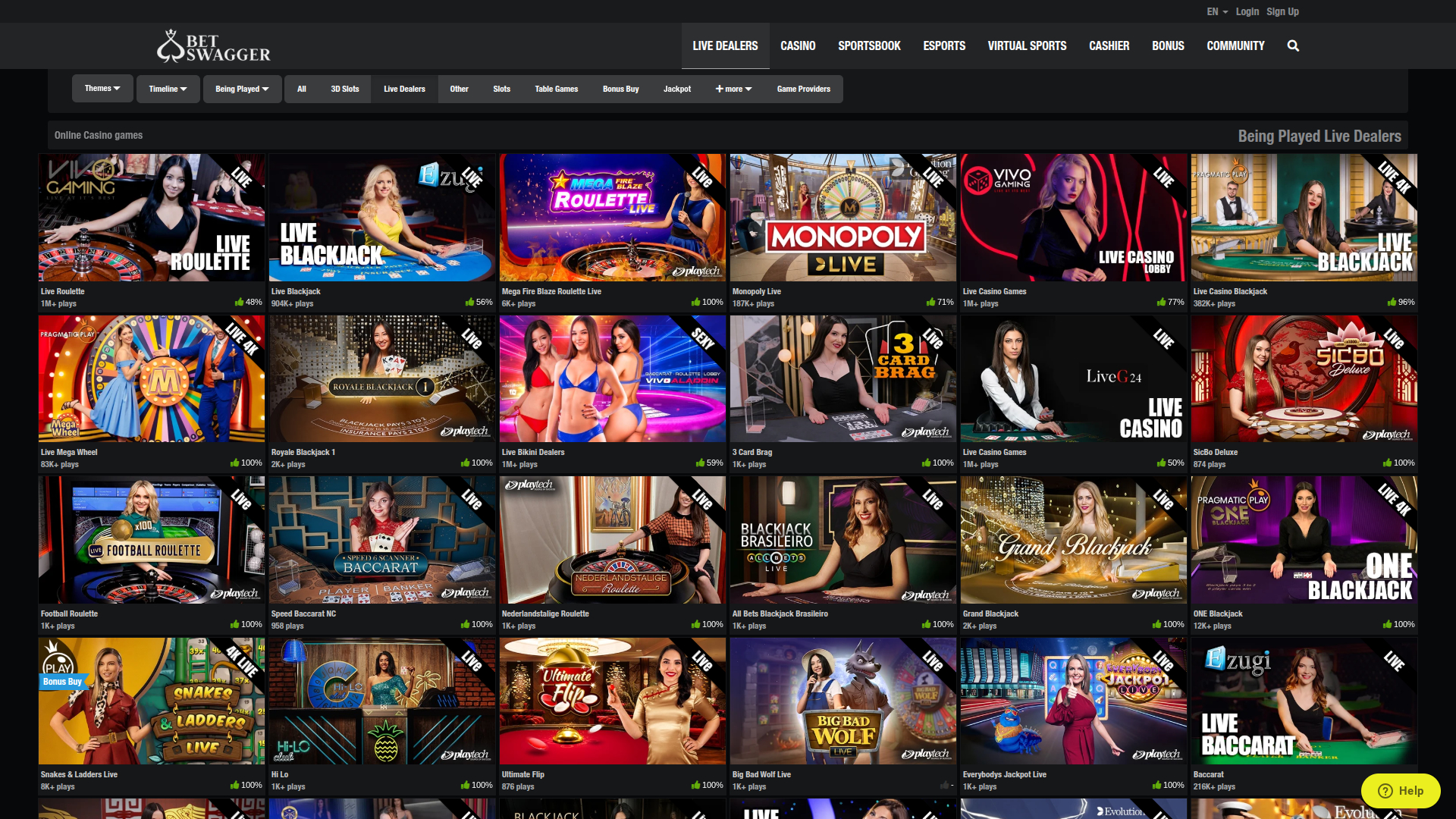 BetSwagger Casino Desktop Live Dealer
