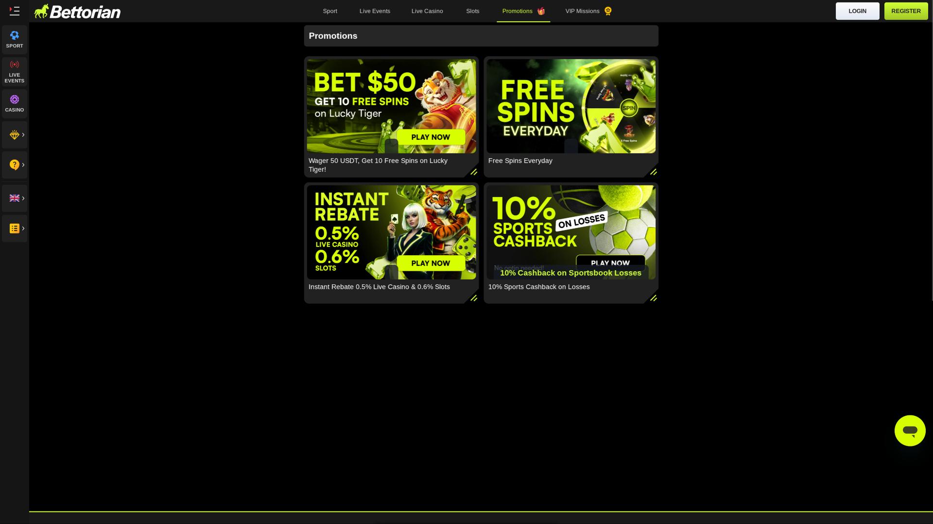 Bettorian Casino promotions page