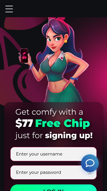 BettyWins Casino Mobile Homepage