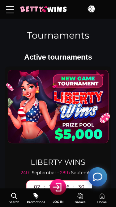 BettyWins Casino Mobile Tournaments