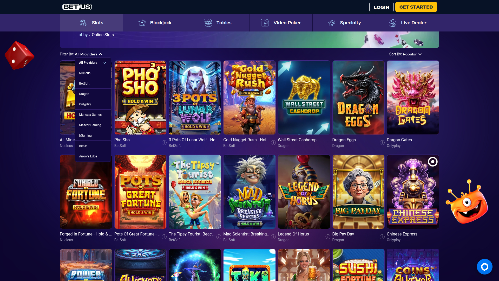 BetUS Casino Desktop Game Developers
