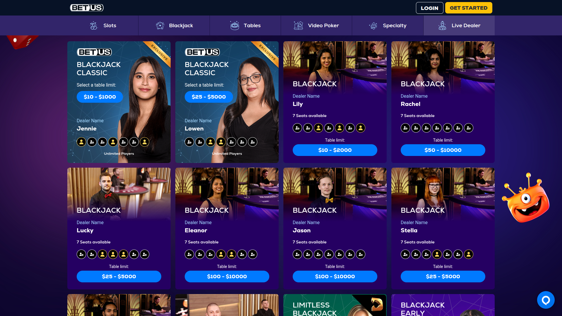 BetUS Casino Desktop Live Dealer