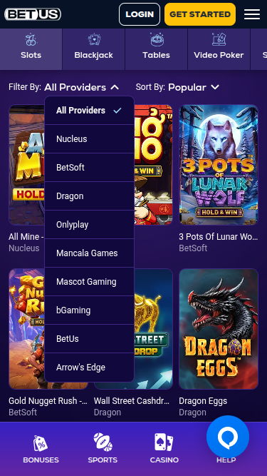 BetUS Casino Mobile Game Developers