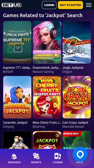 BetUS Casino Mobile Jackpot