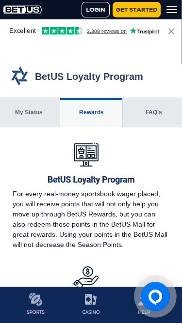 BetUS Casino Mobile VIP Program