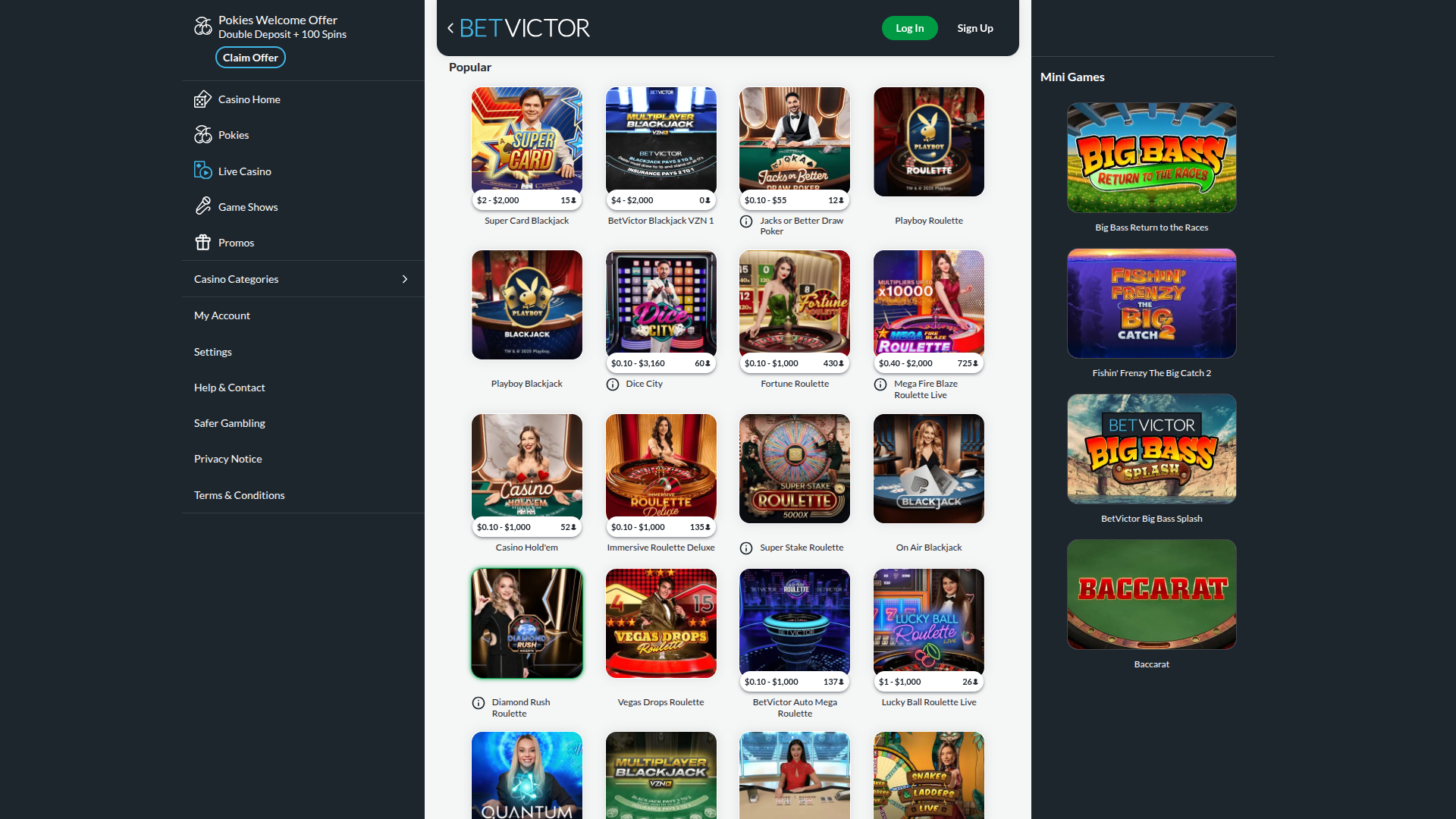 BetVictor Casino Desktop Live Dealer