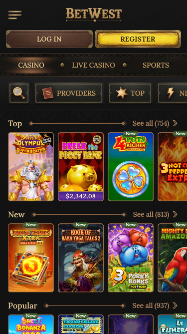 Betwest Casino Mobile Games
