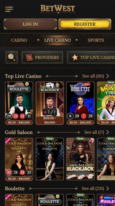 Betwest Casino Mobile Live Dealer