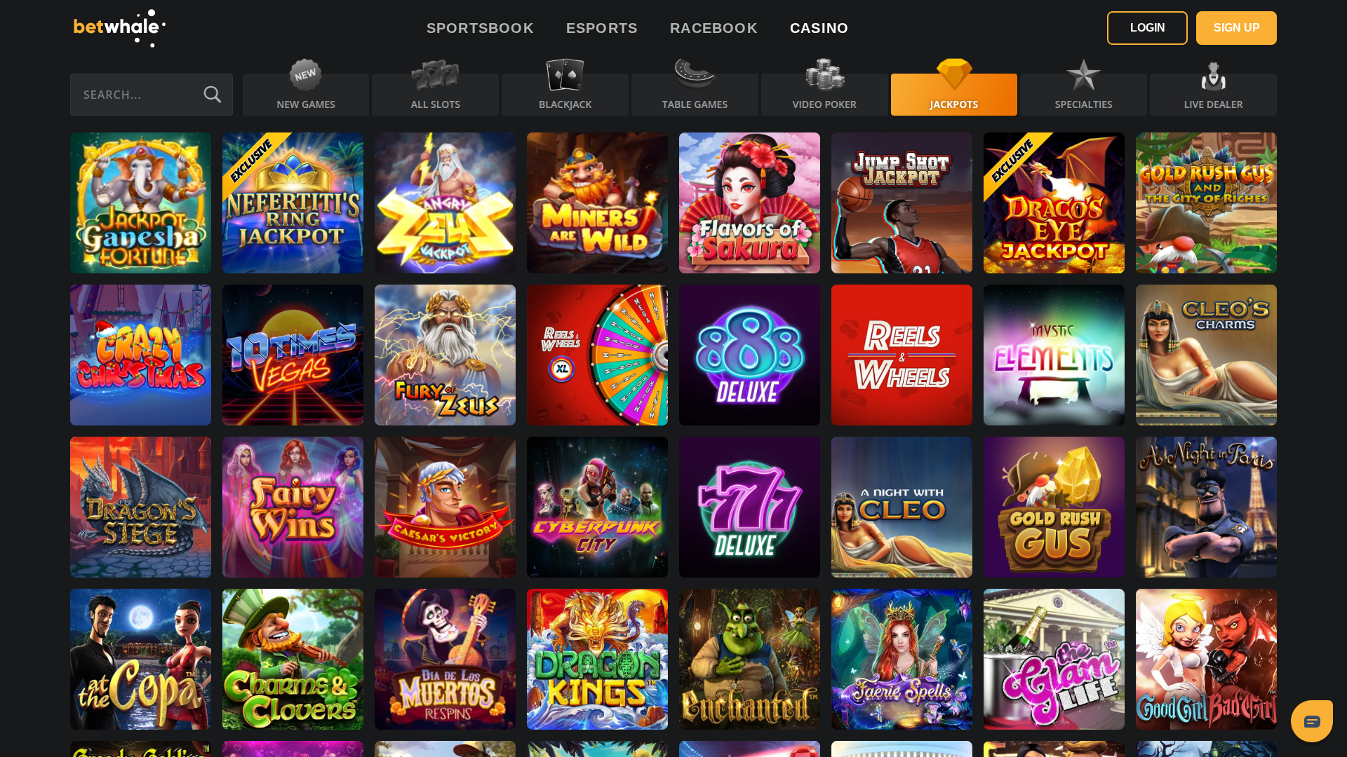 Betwhale Casino Desktop Jackpot