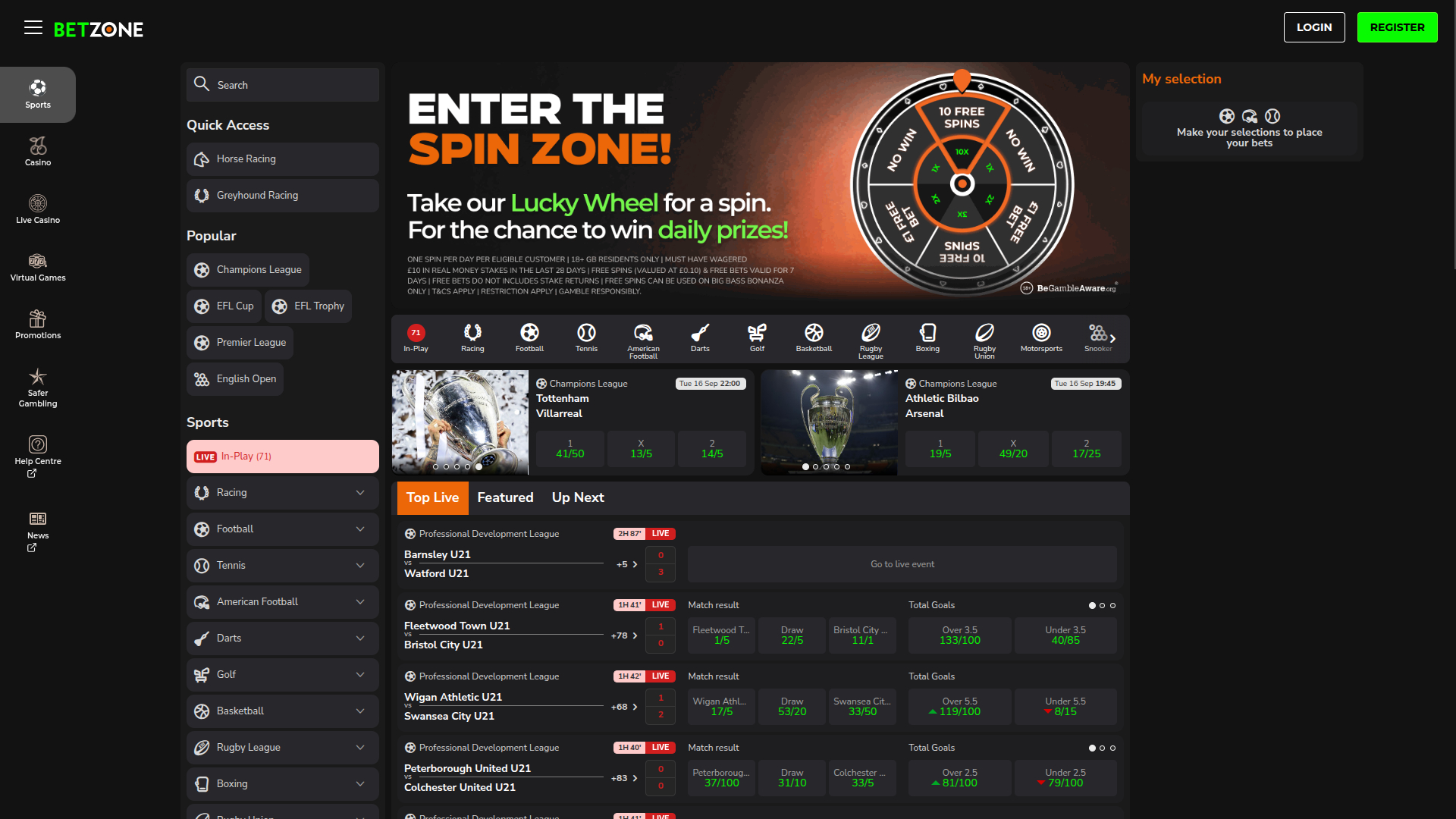 Betzone Casino Desktop Sports
