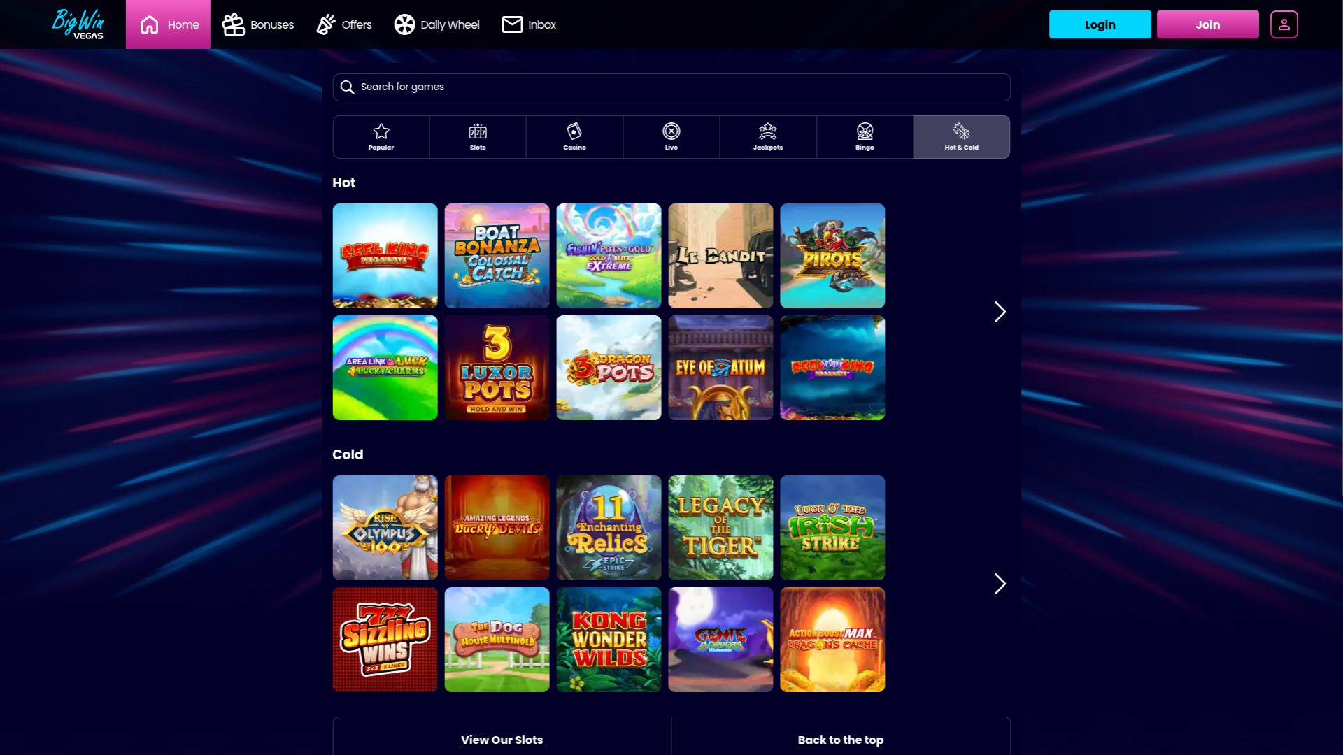 Big Win Vegas Casino Desktop Hot and Cold
