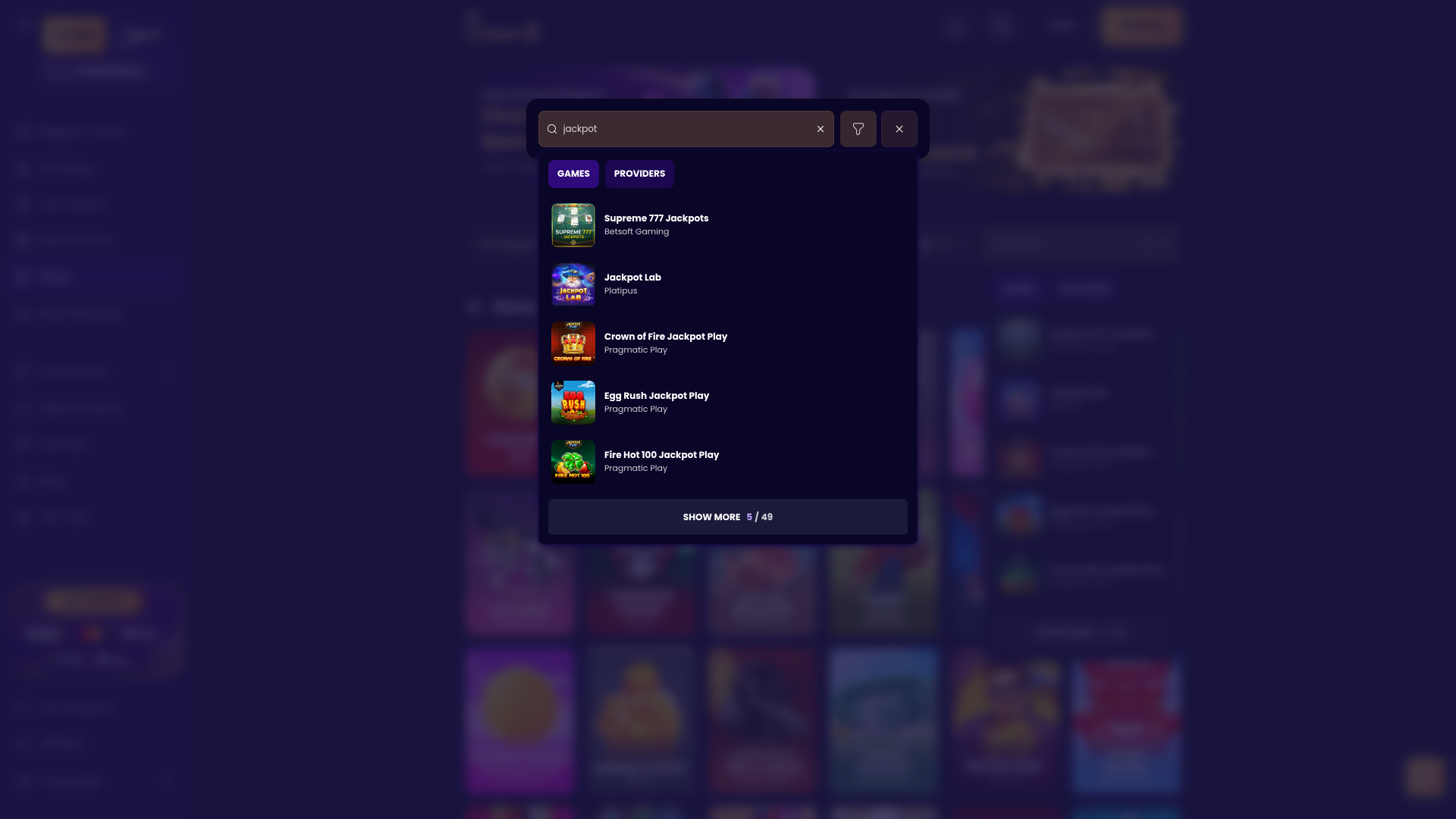 Jackpot screenshot of Biggerz Casino for Desktop